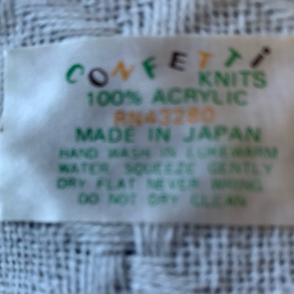 Confetti Knit Baby Blanket ~ Textured Pattern Fringe ~White ~Made in Japan ~Soft - Picture 4 of 5